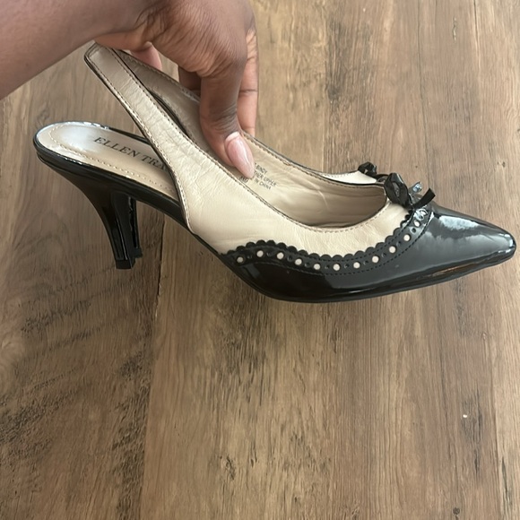 Ellen Tracy- Black and Tan Sling-back Spectator Toe Shies-Sz 8.5 - Picture 2 of 8